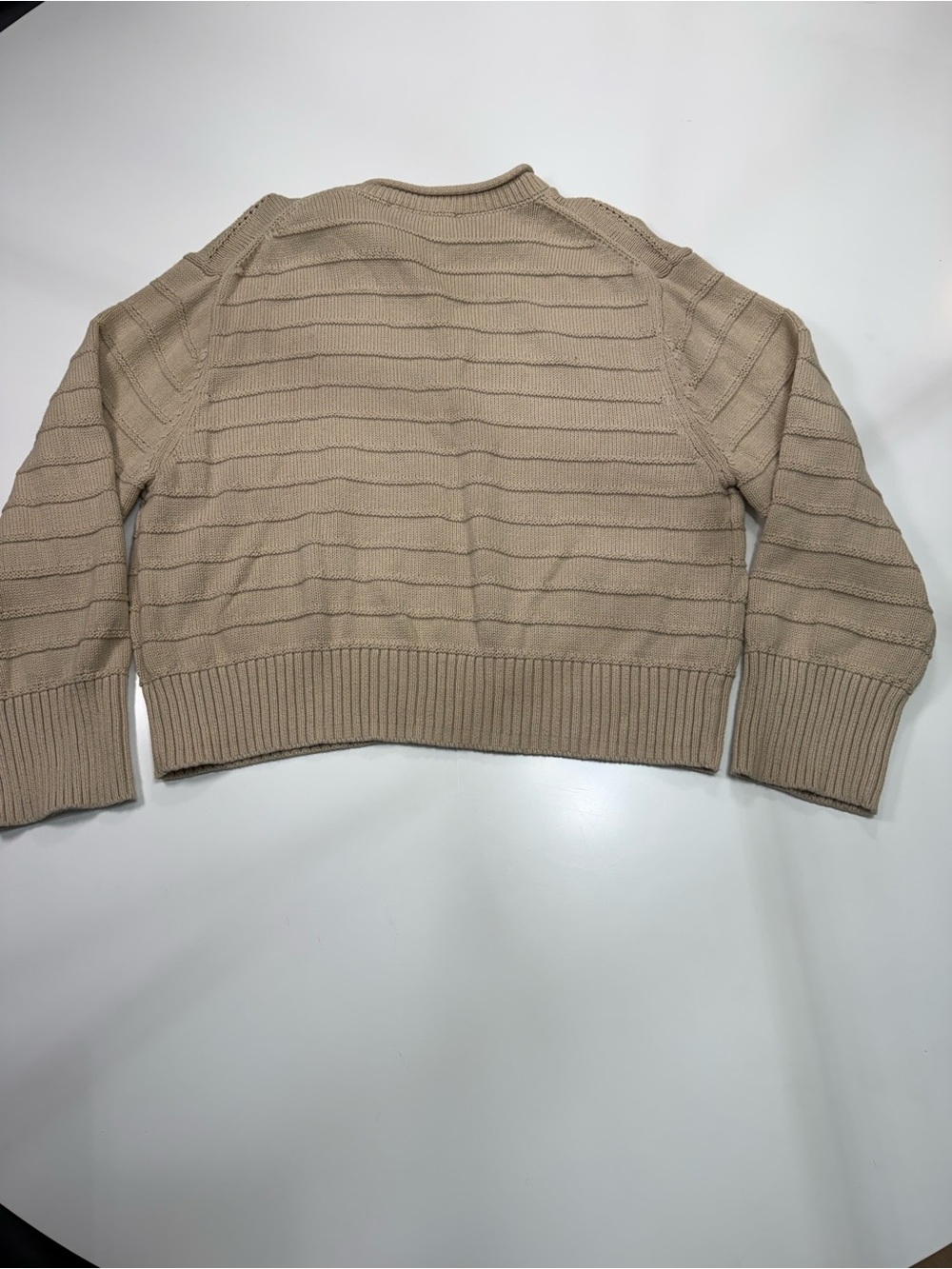 BRIT NY 100% Cotton Ribbed Crewneck Sweater in Beige - Picture 7 of 7